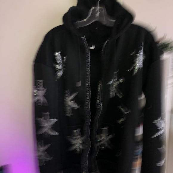 Y2K zipup w rhinestone sword graphic - Picture 2 of 2